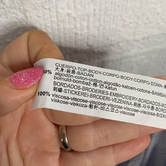 Zara Embroidered Striped Cotton Bell Sleeve Wrap Blouse size Large - Picture 6 of 6